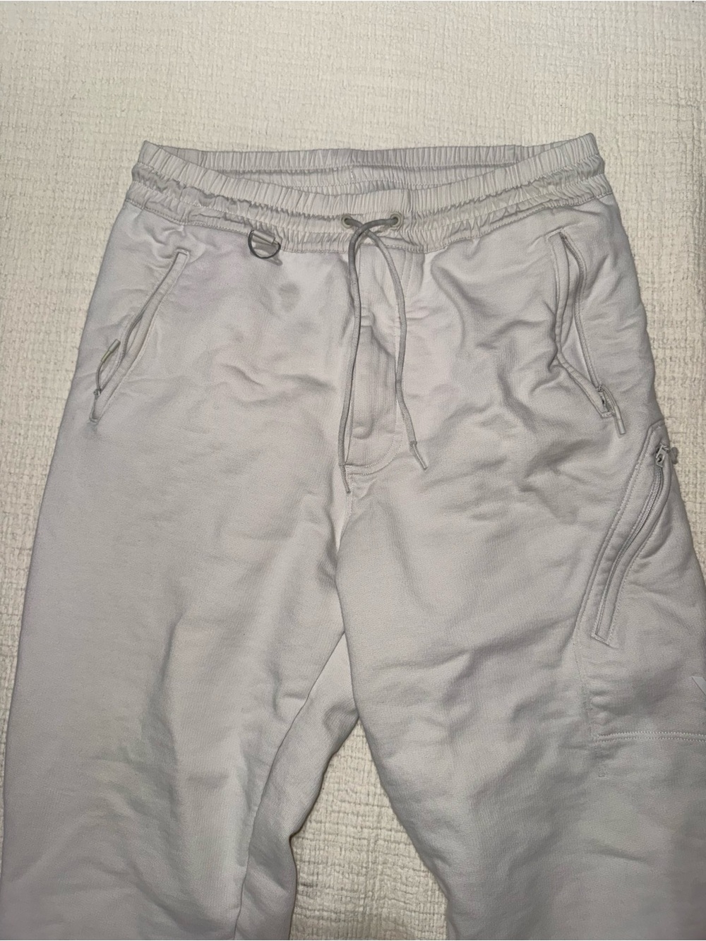 Y-3 Adidas Light Gray Sweatpants Joggers with Zip Pockets